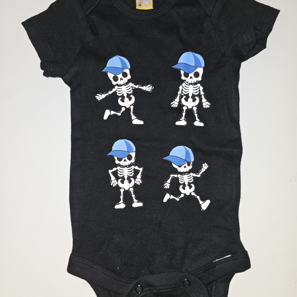 Black Skeleton Print Kids One Piece